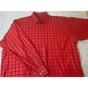 Gitman Bros Red & Black Plaid Long Sleeve Button Down Shirt Men's XL Made in USA